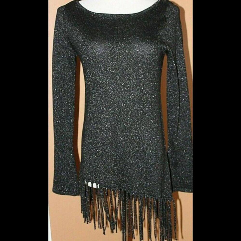 White House Black Market Boho Sz XS Metallic Boatneck Y2K asymmetrical western